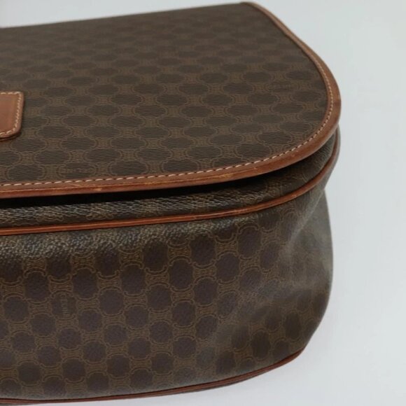 CELINE Macadam Canvas Shoulder Bag PVC Leather Brown Gold Auth bs25678 - Picture 12 of 16